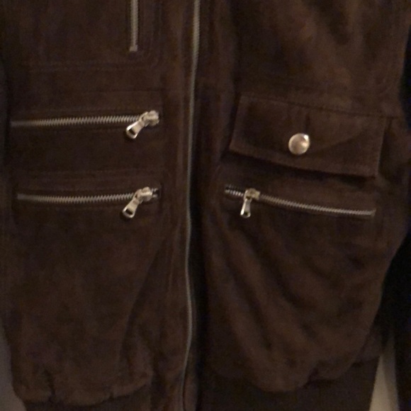 Zara brown suede leather bomber jacket - Picture 5 of 7